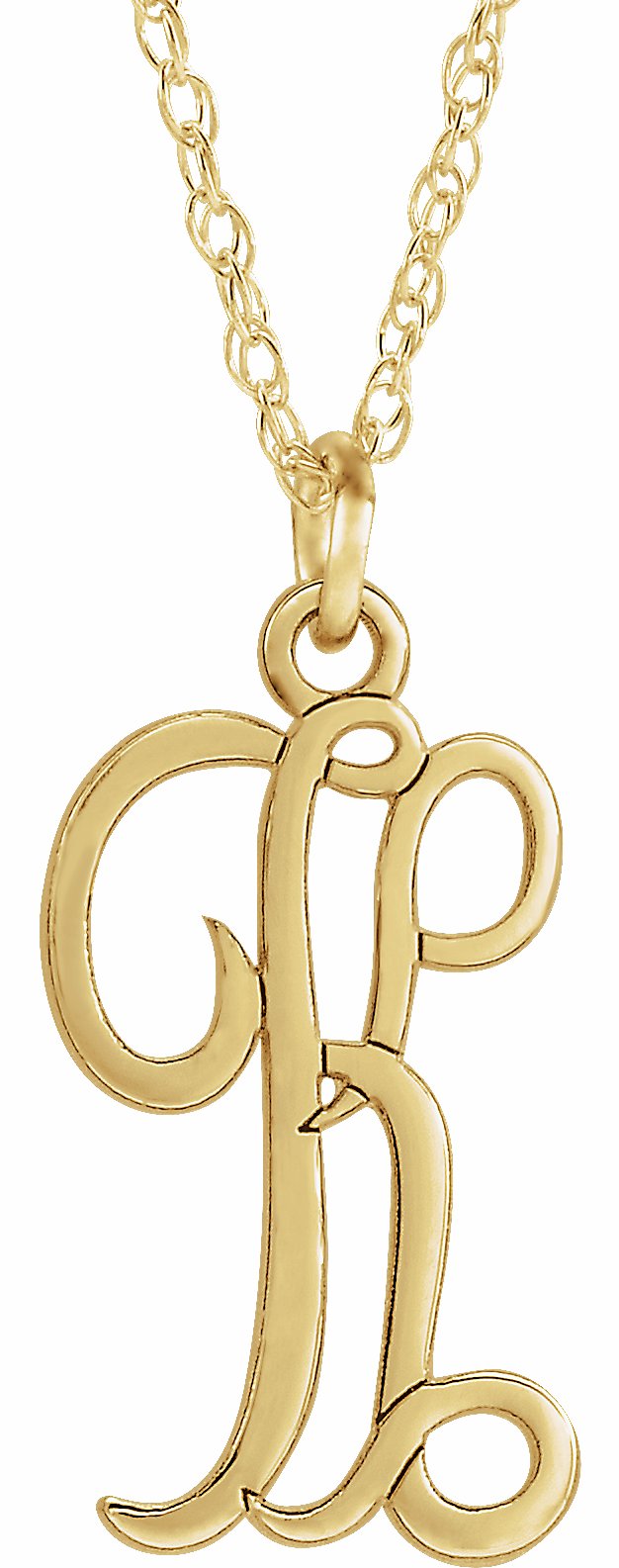 14K Yellow Script Initial K 16-18 Necklace