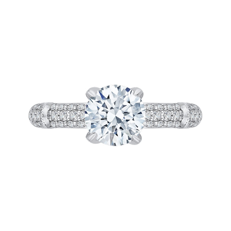 Shah Luxury 14K White Gold Round Diamond Cathedral Style Engagement Ring (Semi-Mount)
