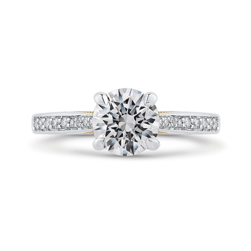 Shah Luxury 14K Two-Tone Gold Round Cut Diamond Engagement Ring (Semi-Mount)