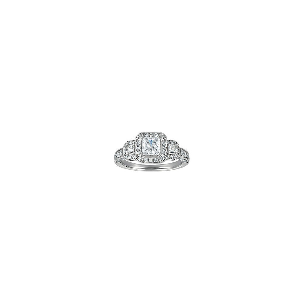 14k White Gold 0.91ct Diamond Vintage Style Semi Mount Engagement Ring