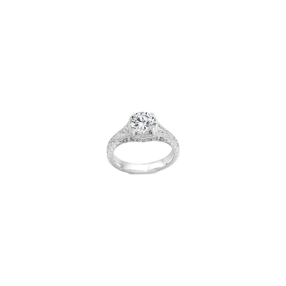 Platinum 0.06ct Diamond Vintage Style Semi Mount Engagement Ring