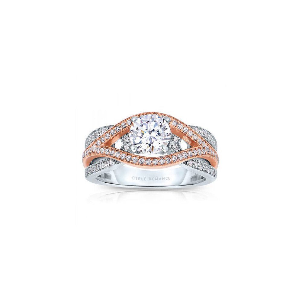 14k White 0.42ct Diamond Bypass Semi Mount Engagement Ring