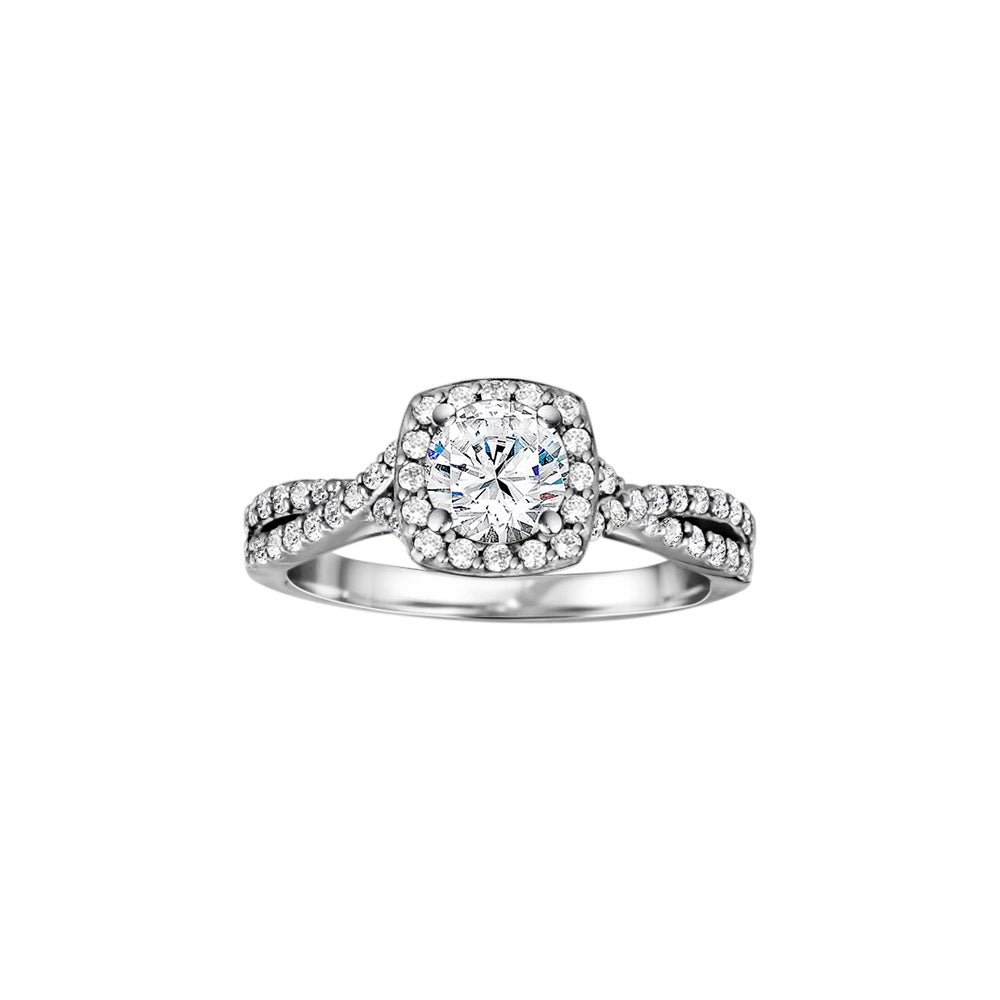 Platinum 0.48ct Diamond Halo Semi Mount Engagement Ring