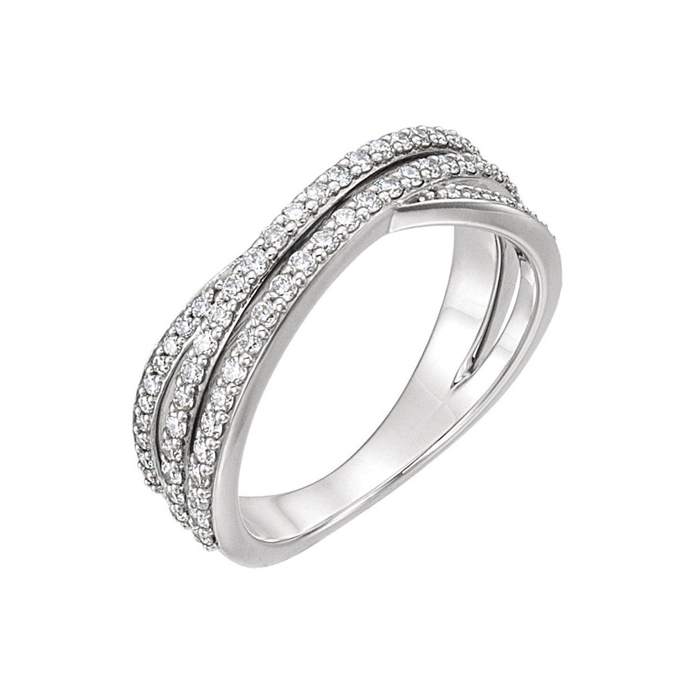 14k White Gold Diamond Criss Cross Ring
