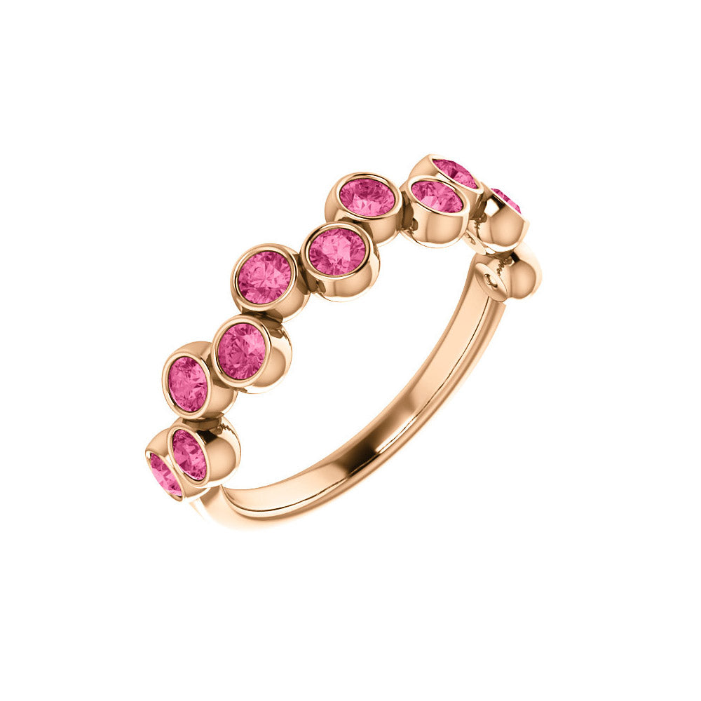 14k Rose Gold Pink Tourmalone Stackable Ring