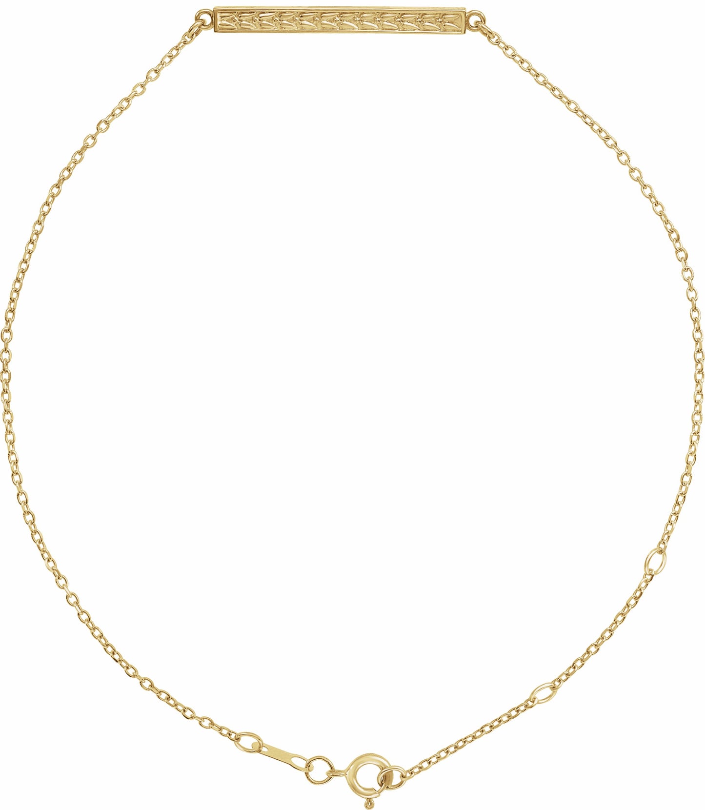 14K Yellow Patterned Bar Bracelet