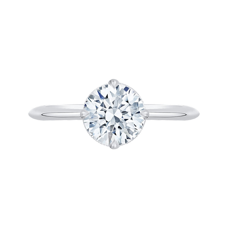 Shah Luxury 14K White Gold Round Diamond Engagement Ring (Semi-Mount)