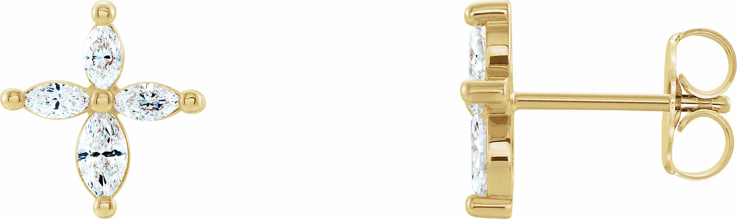 14K Yellow 1/3 CTW Diamond Cross Earrings