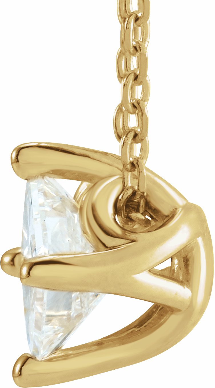 14K Yellow 1/2 CT Diamond Solitaire 16-18 Necklace