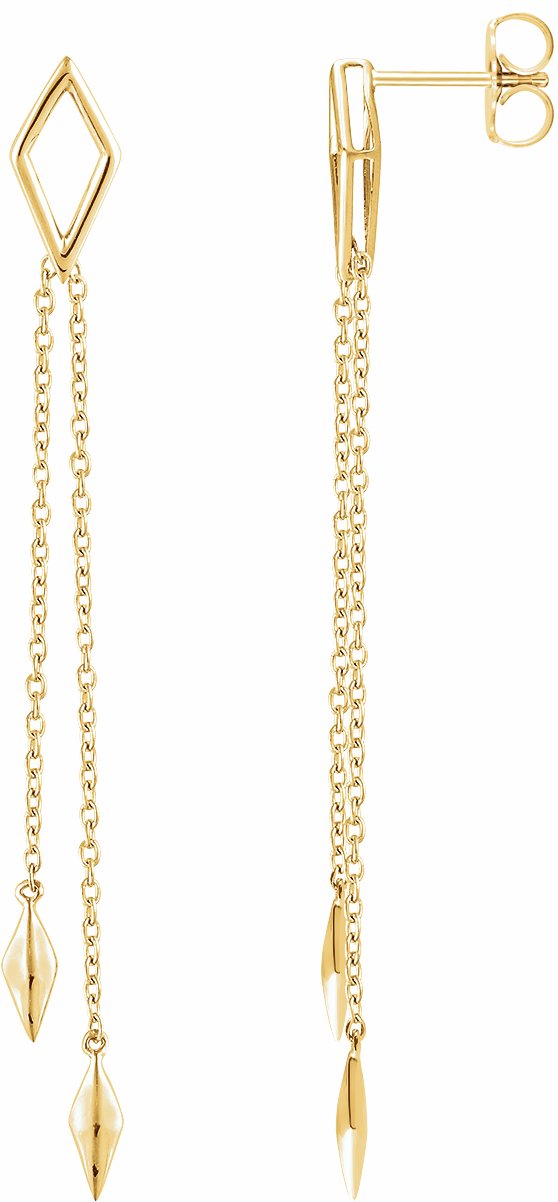 14K Yellow Geometric Chain Earrings