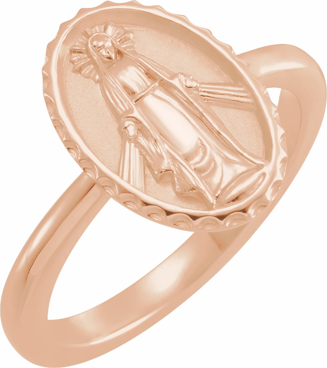 14K Rose Miraculous Medal Ring