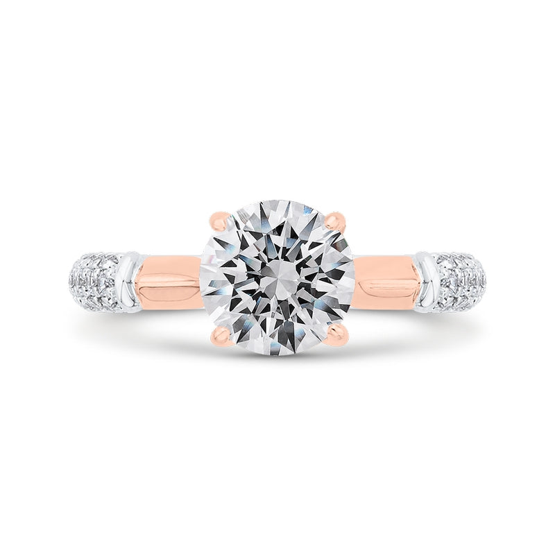 Shah Luxury 14K Two-Tone Gold Diamond Engagement Ring (Semi-Mount)