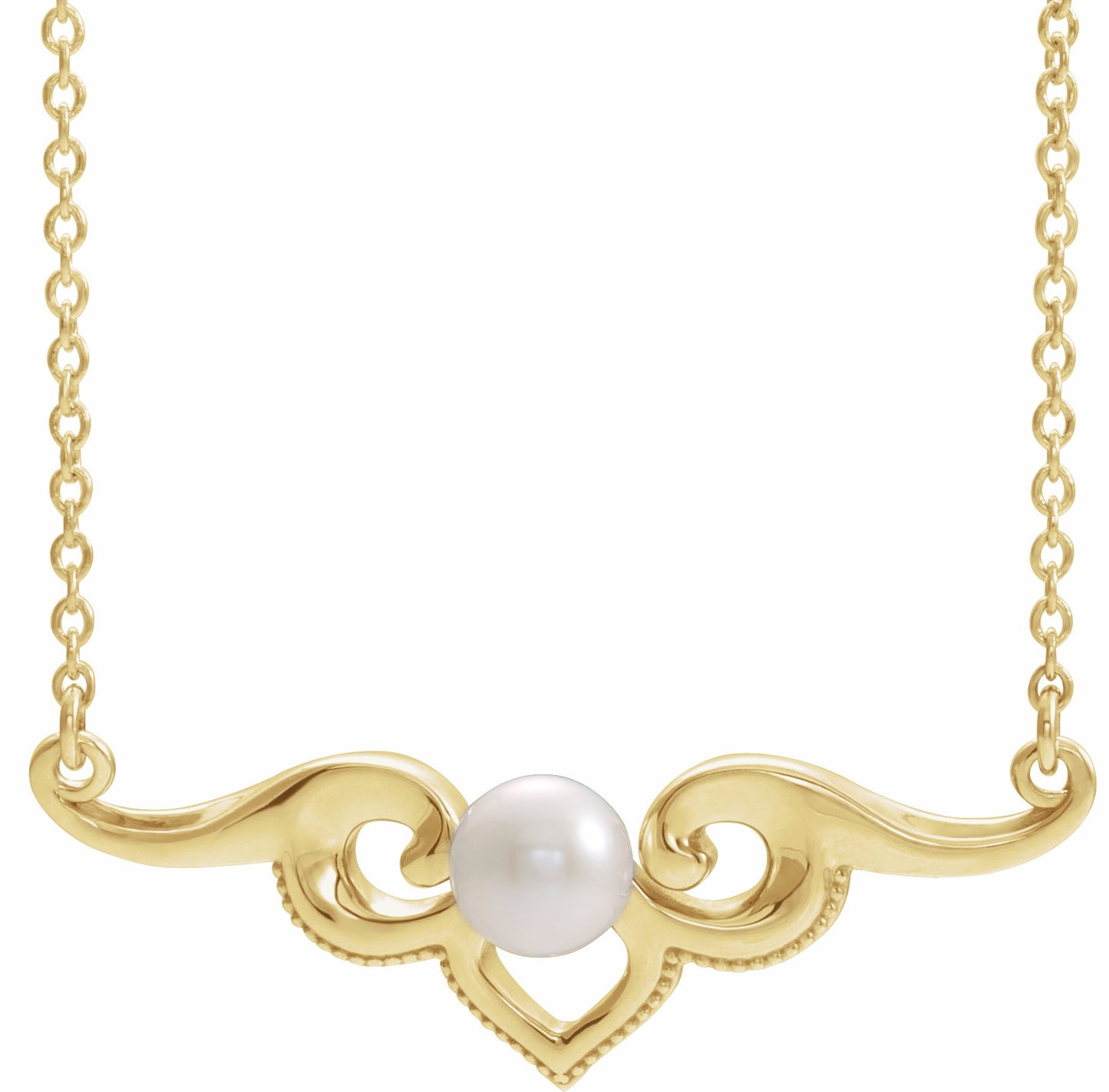 14K Yellow Freshwater Cultured Pearl Bar 18 Necklace