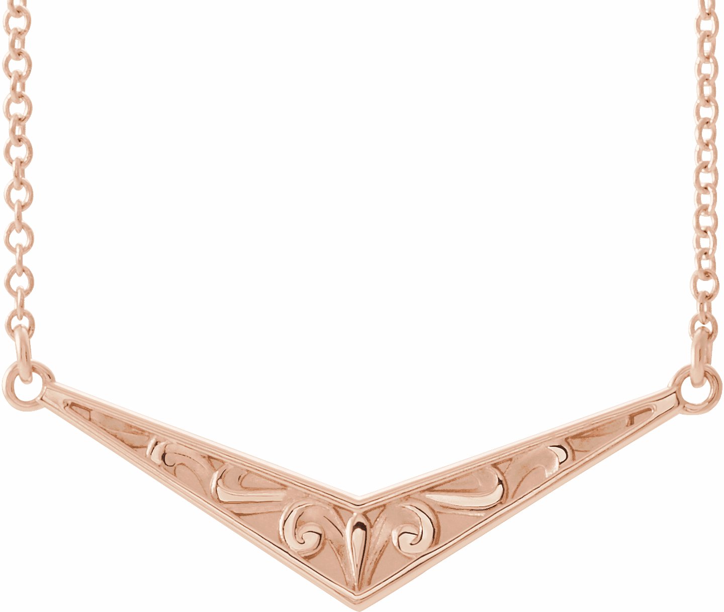 14K Rose Sculptural V 18 Necklace