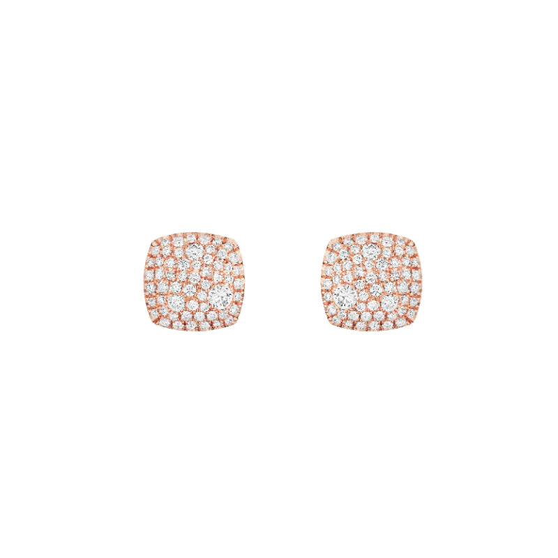 Henri Daussi 18k Rose Gold Diamond Stud Earrings
