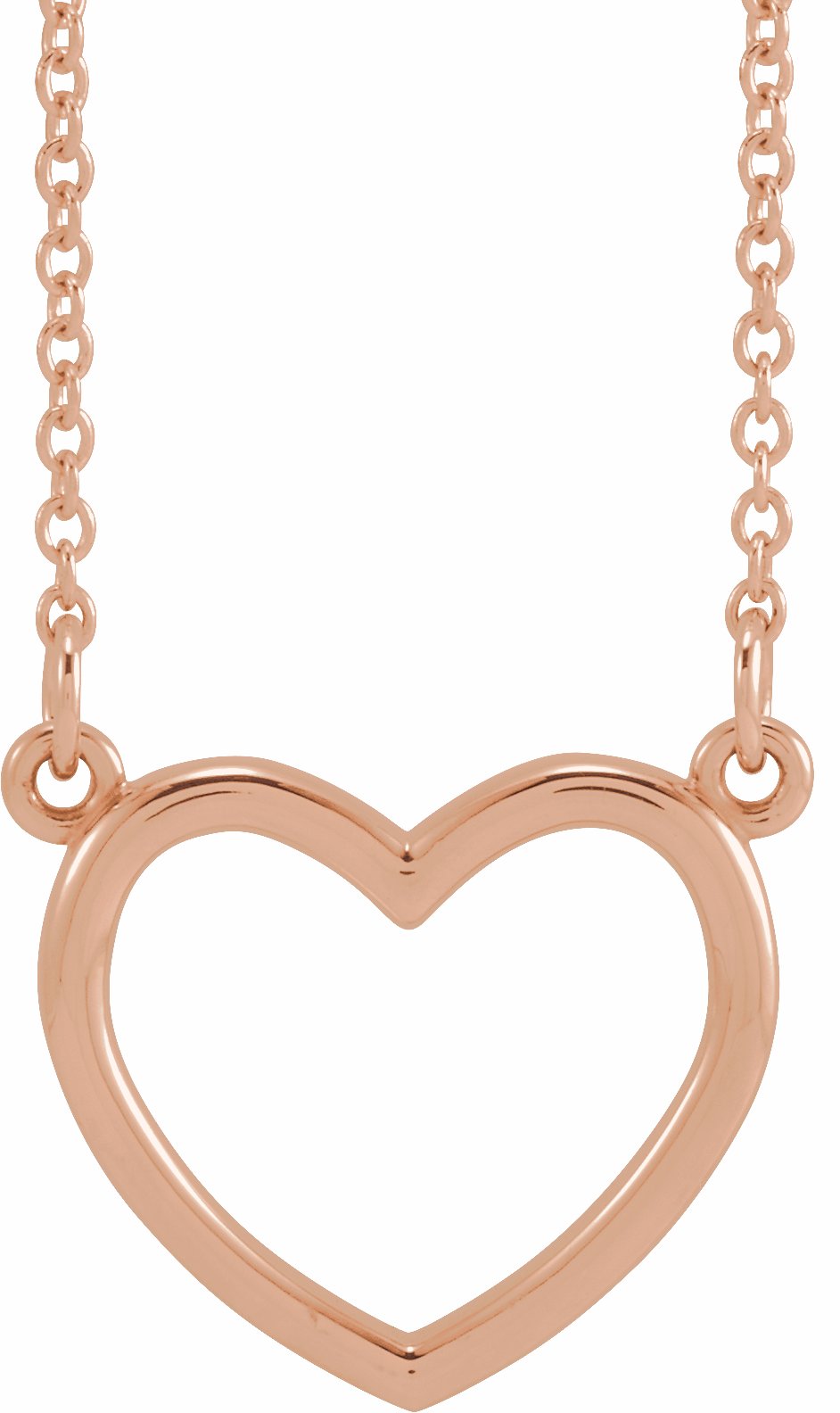 14K Rose 13.8x13 mm Heart 16 Necklace
