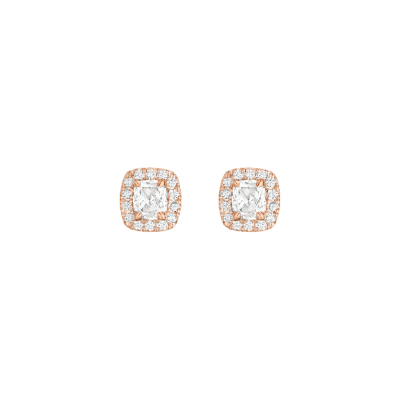 Henri Daussi 18k Rose Gold Diamond Stud Earrings