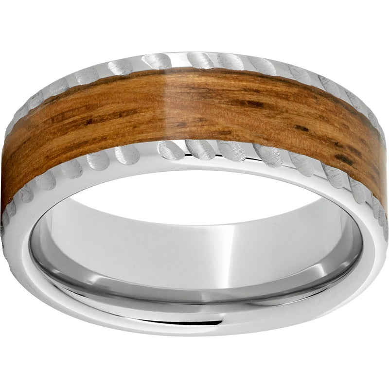 Serinium Pipe Cut Band with Single Malt Barrel Aged Inlay & Notched Finish