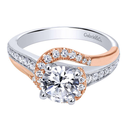 14K White and Pink Gold 0.37ct Diamond Engagement Ring