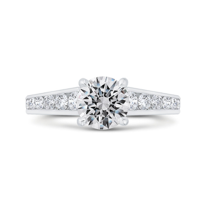 Shah Luxury 14K White Gold Round Cut Diamond Channel Set Engagement Ring (Semi-Mount)