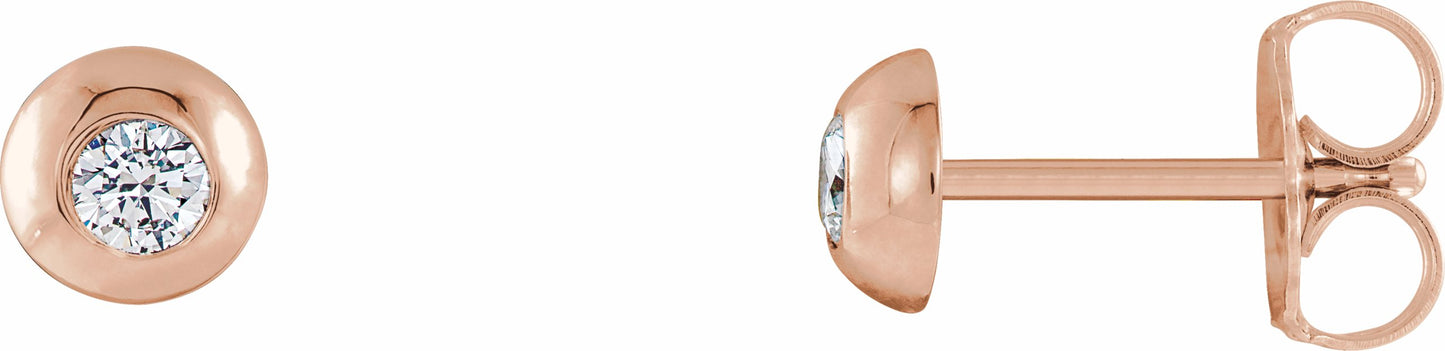14K Rose 1/8 CTW Diamond Domed Stud Earrings