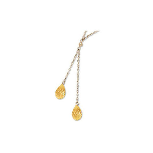 14K Yellow Twin Briolette Citrine Lariat Necklace