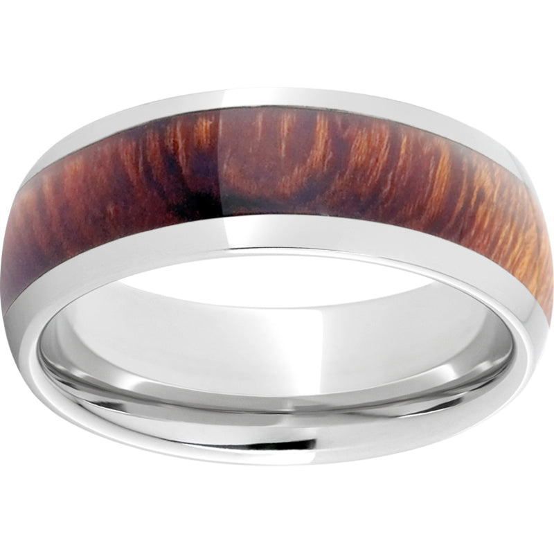 Serinium Domed Band with Exotic Desert Iron Wood Inlay