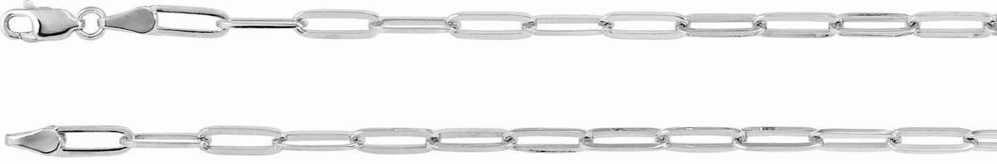 14K White 3.85 mm Elongated Flat Link 7 Chain