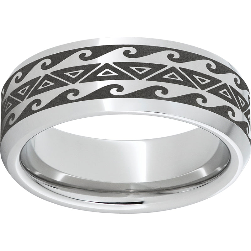 Serinium Beveled Edge Band with Oahu Laser Engraving
