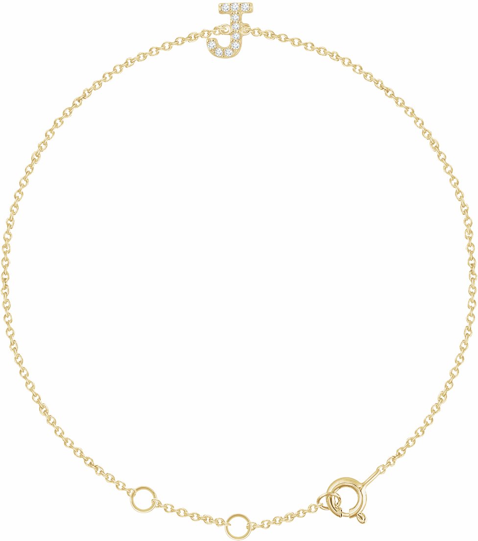 14K Yellow .05 CTW Diamond Initial J 6-7 Bracelet