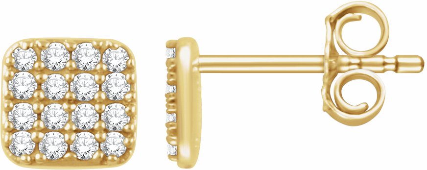 14K Yellow 1/5 CTW Diamond Square Cluster Earrings