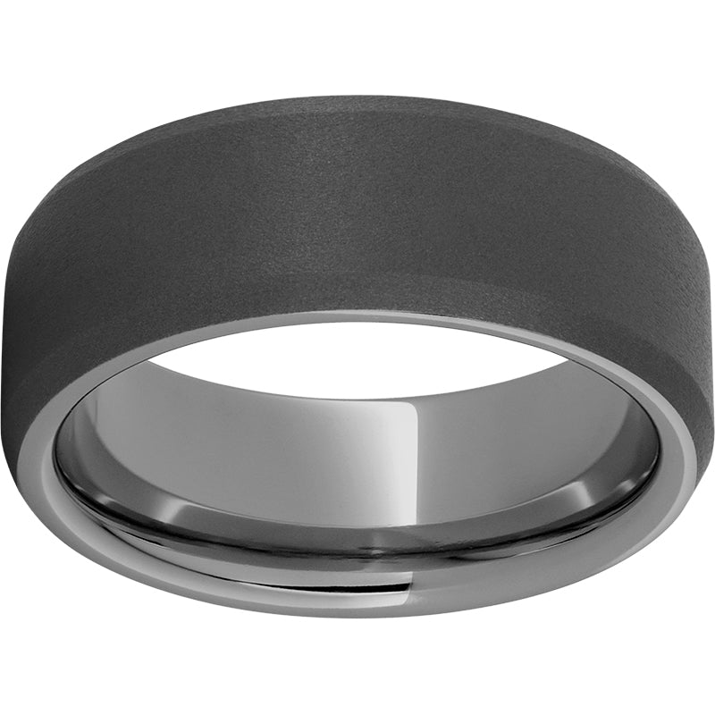 Rugged Tungsten 8mm Beveled Edge Band with Sandblast Finish