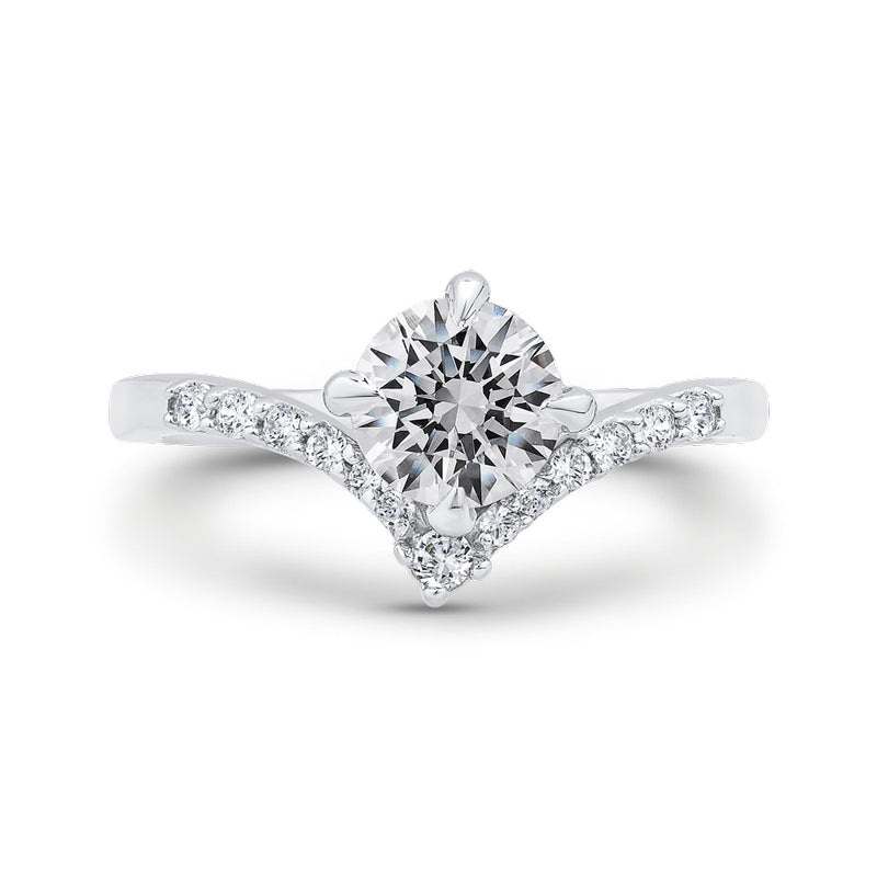 Shah Luxury 14K White Gold Round Cut Diamond Engagement Ring (Semi-Mount)