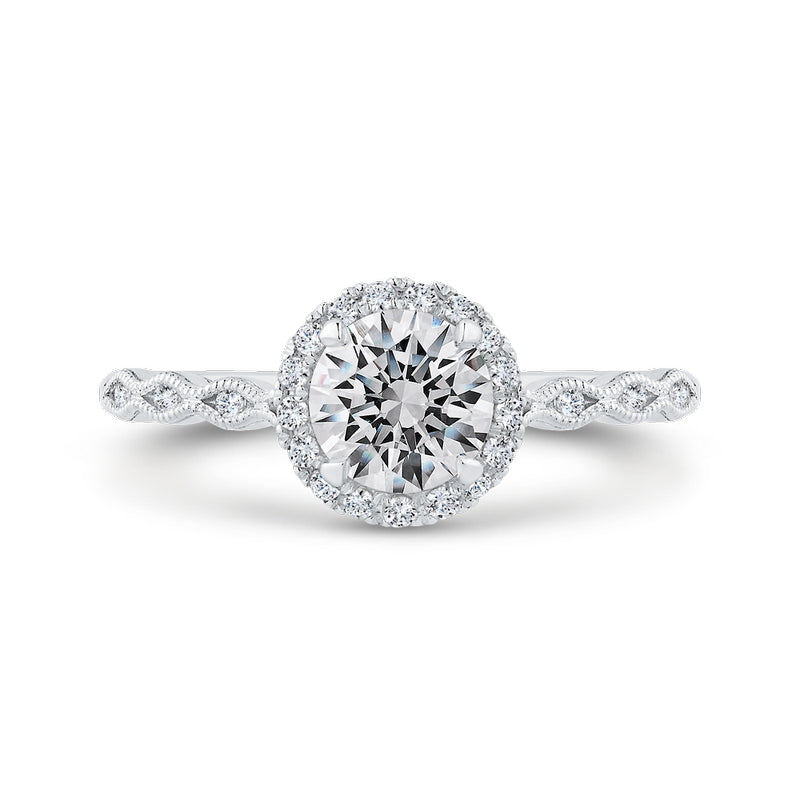 Shah Luxury 14K Two-Tone Gold Diamond Halo Engagement Ring (Semi-Mount)