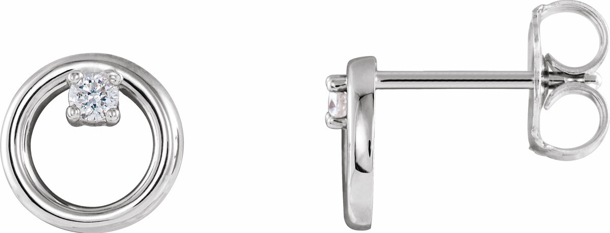 14K White .06 CTW Diamond Circle Earrings