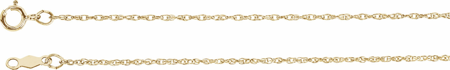 14K Yellow 1 mm Rope 7 Chain