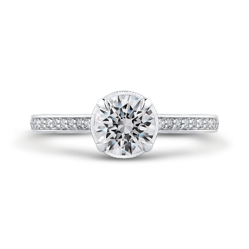 Shah Luxury Round Diamond Engagement Ring In 14K White Gold (Semi-Mount)