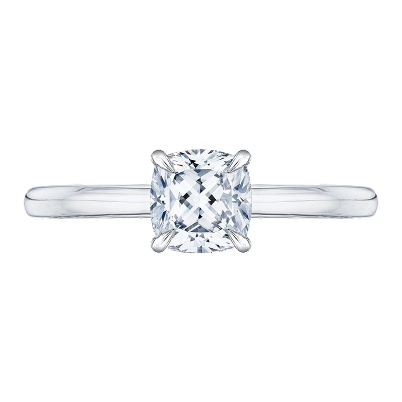 Shah Luxury 14K Two-Tone Gold Cushion Cut Diamond Solitaire Engagement Ring (Semi-Mount)