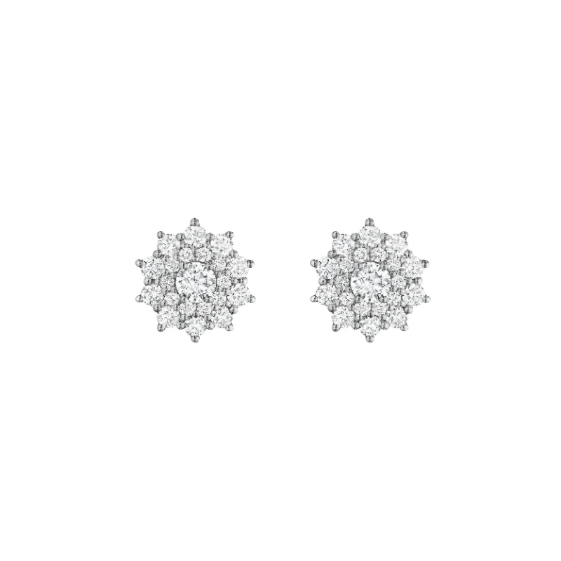 Henri Daussi 18k White Gold Diamond Stud Earrings