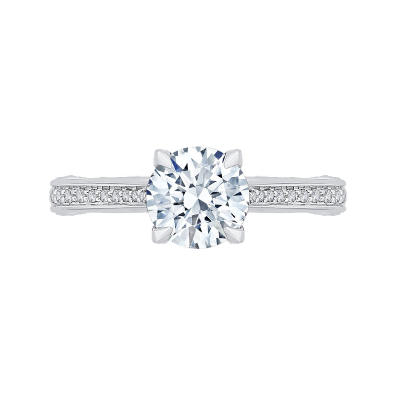 Shah Luxury 14K White Gold Round Diamond Engagement Ring (Semi-Mount)