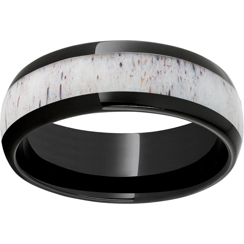 Black Diamond Ceramic Domed Band with Antler Inlay