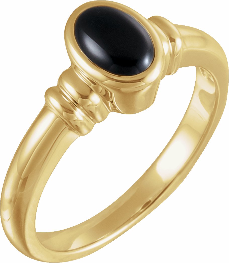 14K Yellow Onyx Bezel-Set Ring