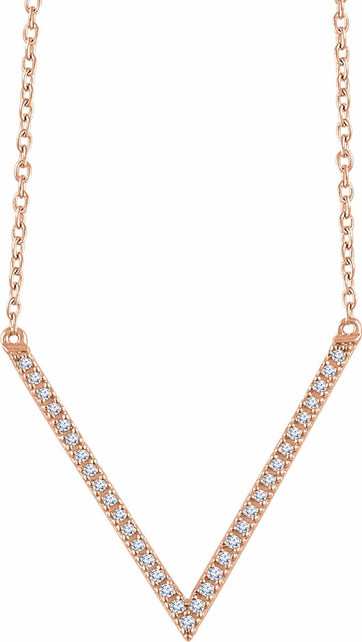 14K Rose 1/6 CTW Diamond V 16-18 Necklace