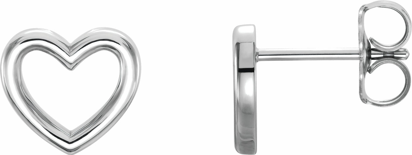 14K White 8.7x8 mm Heart Earrings