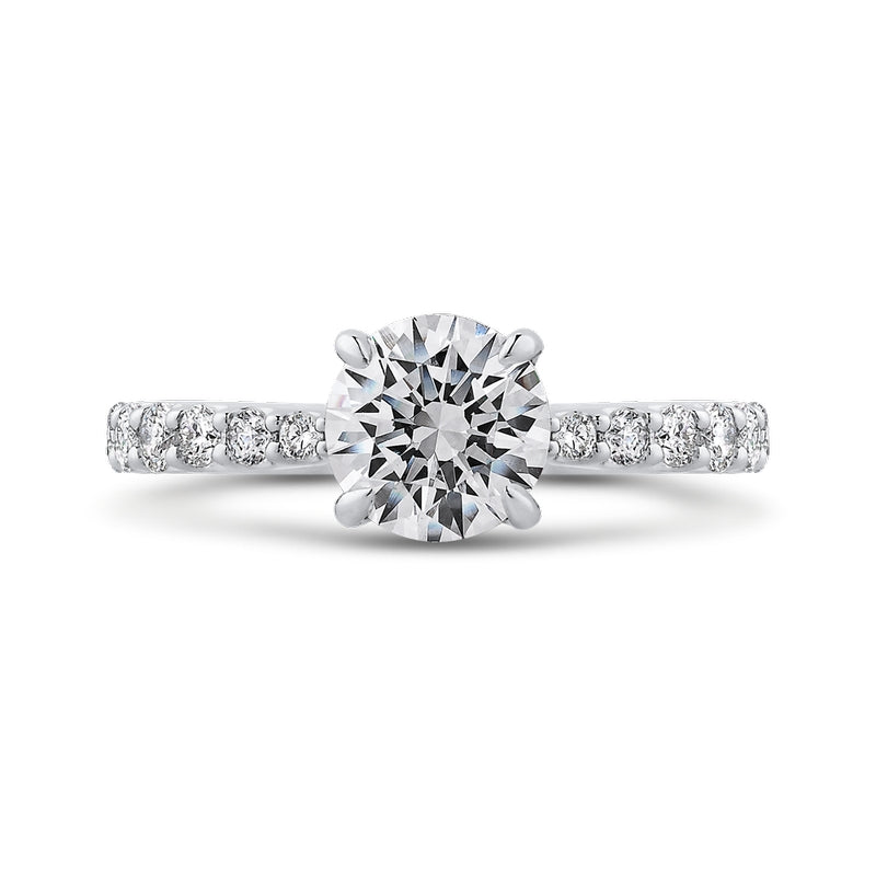 Shah Luxury Round Cut Diamond Engagement Ring In Platinum (Semi-Mount)