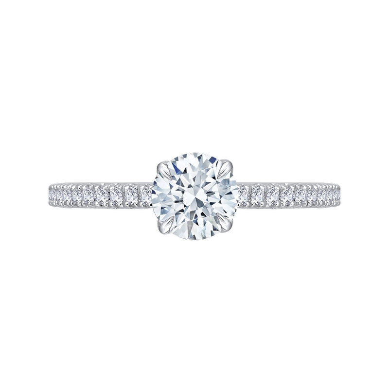 Shah Luxury 14K Two-Tone Gold Round Diamond Engagement Ring (Semi-Mount)