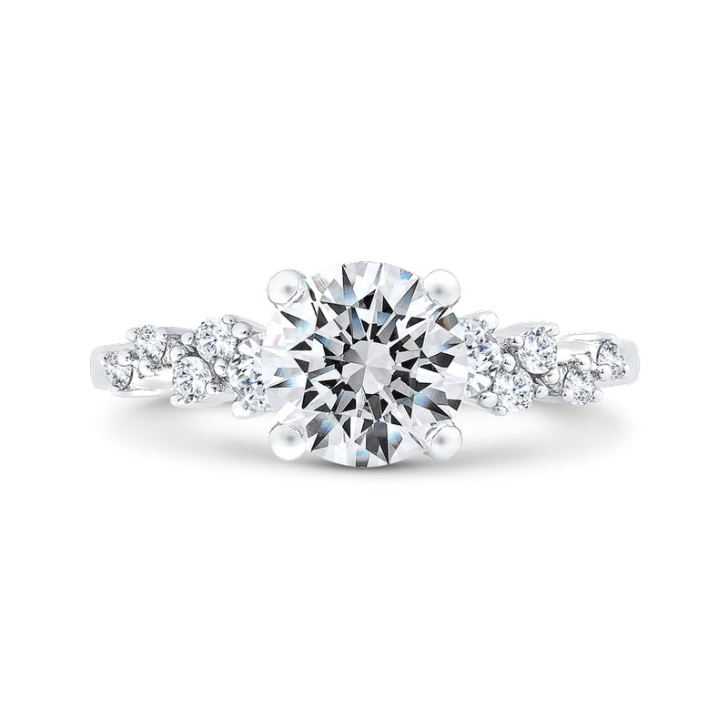 Shah Luxury 14K White Gold Round Cut Diamond Engagement Ring (With Center)