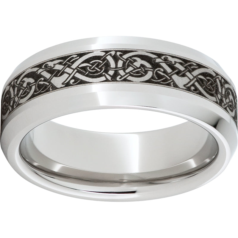 Serinium Beveled Edge Band with Viking Laser Engraving