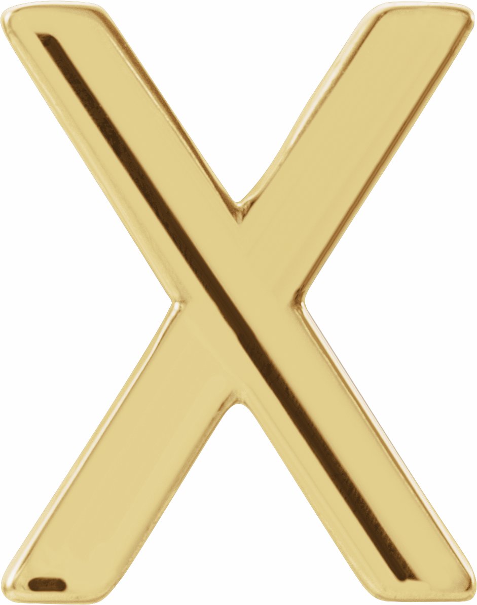14K Yellow Single Initial X Earring