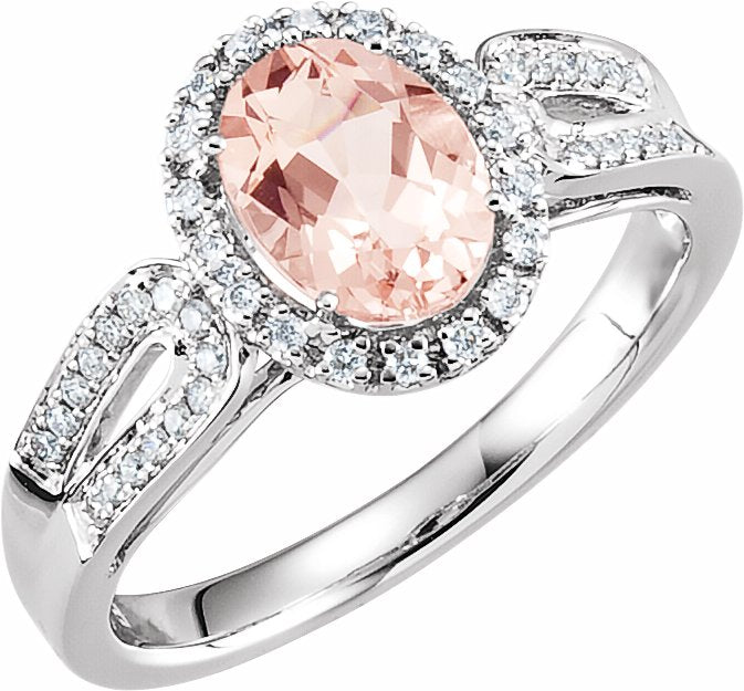 14K White Morganite & 1/5 CTW Diamond Ring